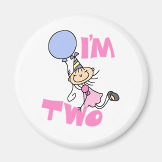 Jag är två Stick figur Girl Birthday T-shirts Magnet