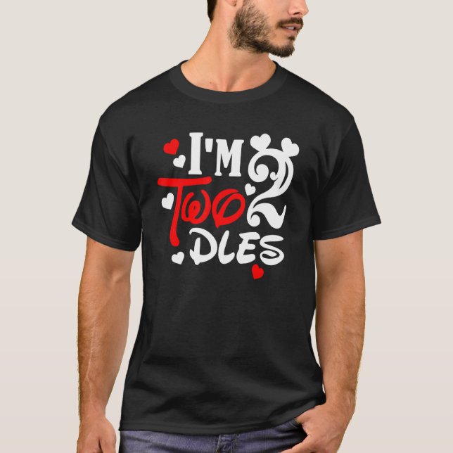 Jag är Twodles 2:a födelsedagsmussen Party 2:a föd T Shirt (Framsida)
