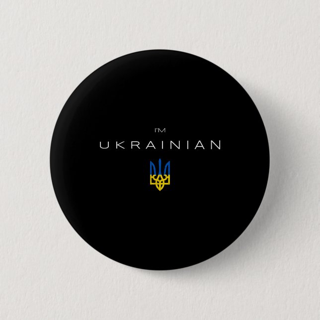 Jag är ukrainare - Jag är från Ukrainas treuddflag Knapp (Framsida)