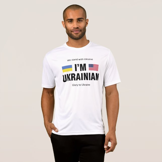 Jag är ukrainsk. Amerikas förenta stater - Ukraina T Shirt (Hel framsida)