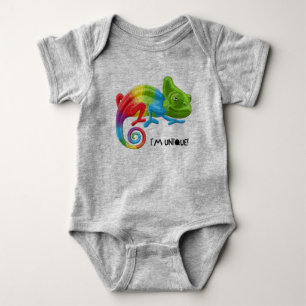 Jag är unik färgrik kameleont baby bodysuit t shirt