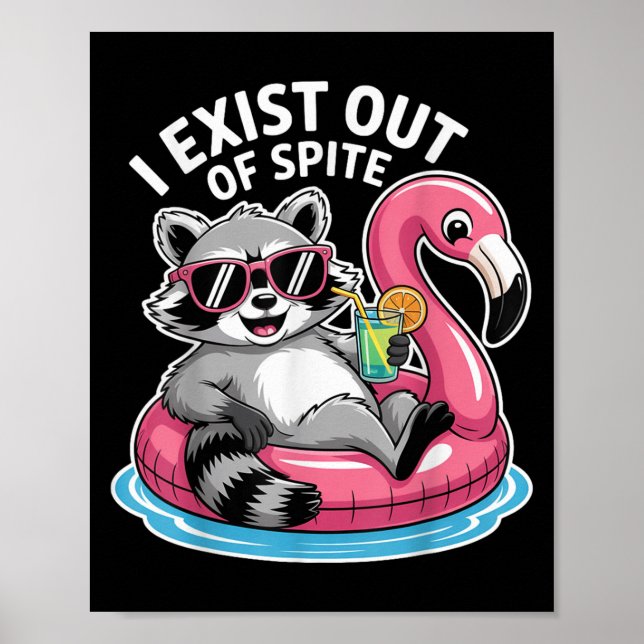 Jag är utanför Spite Raccoon Funny Sarcastic Quote Poster (Framsidan)