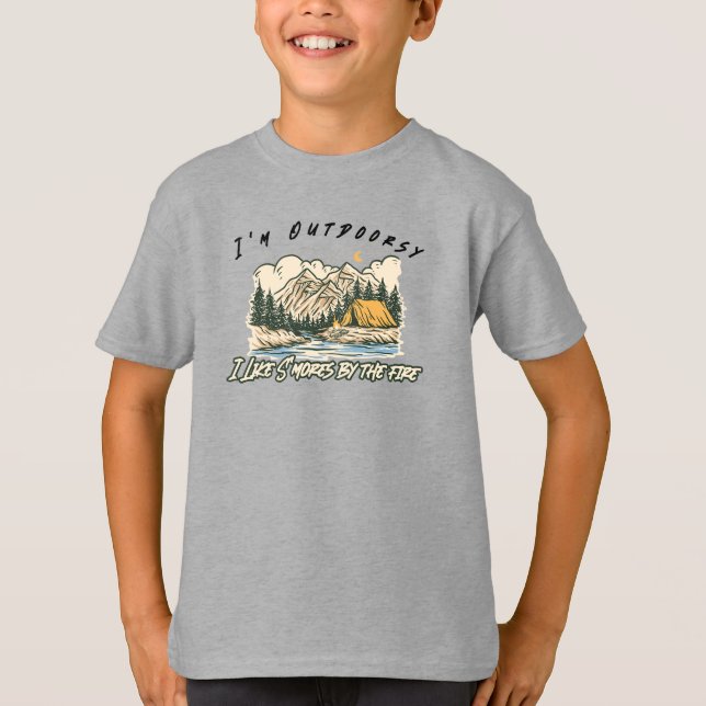 Jag är utomdoorsy - jag gillar S'mores vid elden T Shirt (Framsida)