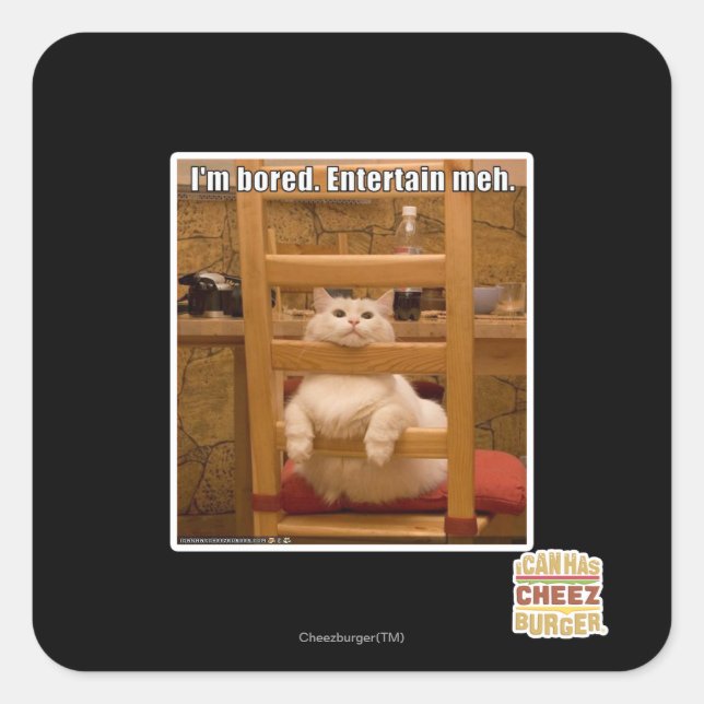 Jag är uttråkad. fyrkantigt klistermärke (Framsida)