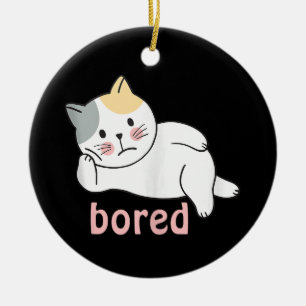 Jag är uttråkad söt Kitty Katt Djur Julgransprydnad Keramik