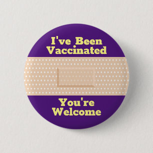 Jag är vaccinerad Du är välkommen Bandage Button Knapp