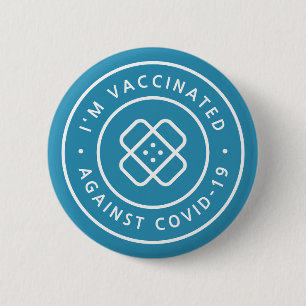 Jag är vaccinerad mot Covid 19 Blått Band-stöd Knapp