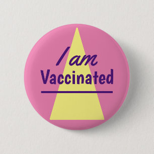 Jag är Vaccinerad Rosa Gult Triangle Knapp
