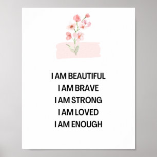 Jag är vacker positiv bekräftelse poster
