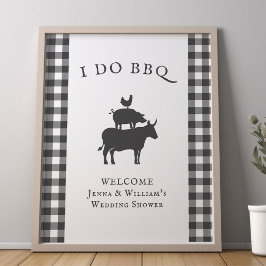 Jag är välkommen till BBQ Rustic Farmhouse Grått P Poster