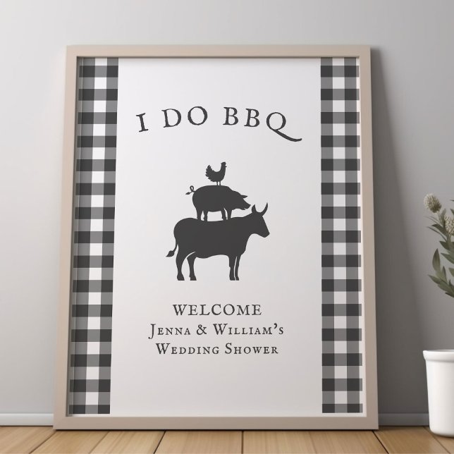 Jag är välkommen till BBQ Rustic Farmhouse Grått P Poster (I Do BBQ editable welcome poster from my Rustic Farmhouse BBQ Bridal Shower)