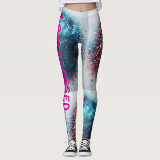 "Jag är välsignad med blått och rött." Leggings