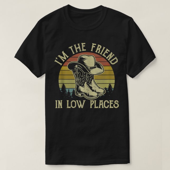 Jag är vän i Cowboy Hat i låg Ställe T Shirt (Design framsida)