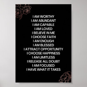 JAG ÄR VÄRD POSITIV BEKRÄFTELSE POSTER
