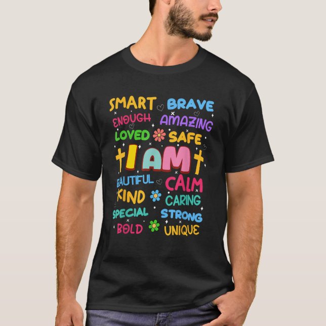 Jag är vardaglig bekräftelse på färgstarka kristna t shirt (Framsida)