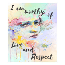 Jag är värdig kärlek och respekterar vattenfärgsbo