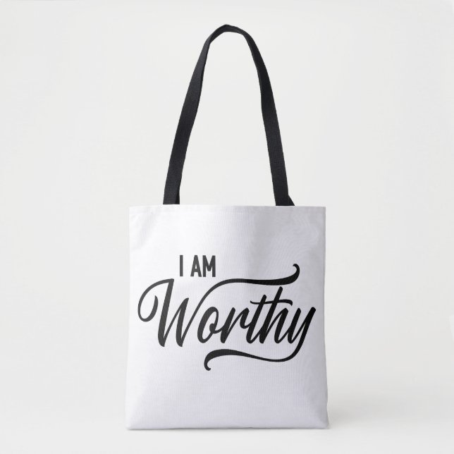 Jag är Värdig Totebag Tygkasse (Framsida)