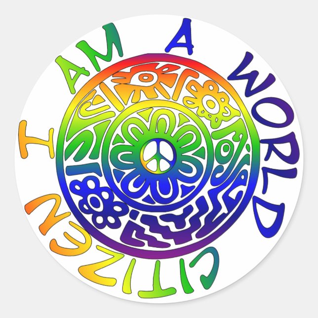 Jag är världsmedborgare runt klistermärke (Framsida)
