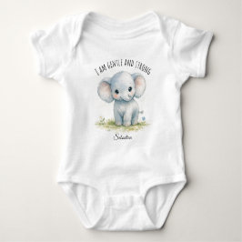 “Jag är varsam och stark" Söt Elefant Babyfirande T Shirt