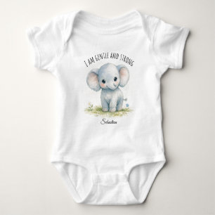 “Jag är varsam och stark" Söt Elefant Babyfirande T Shirt
