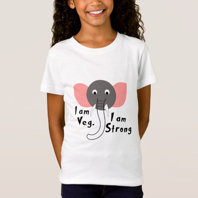 Jag är Veg. Jag är en stark elefant. T Shirt (Framsida)
