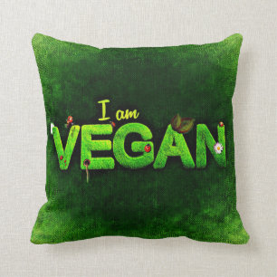 Jag är Vegan skriven med grasslig natur Struktur Kudde