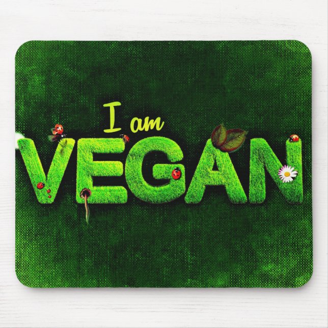 Jag är Vegan skriven med grasslig natur Struktur Musmatta (Framsidan)