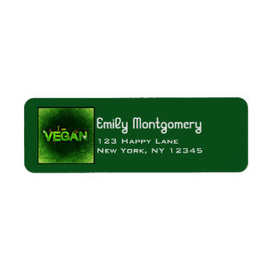Jag är Vegan skriven med grasslig natur Struktur Returadress Etikett