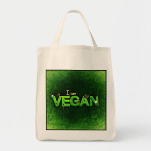Jag är Vegan skriven med grasslig natur Struktur Tygkasse
