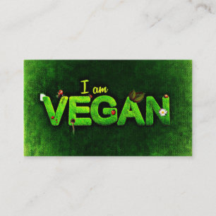 Jag är Vegan skriven med grasslig natur Struktur Visitkort