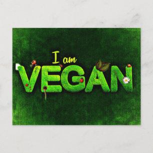 Jag är Vegan skriven med grasslig natur Struktur Vykort