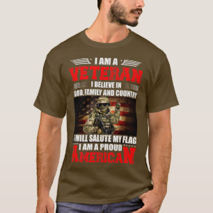 Jag är veteran jag tror på Guds familj och Land T Shirt