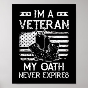 Jag är veteran min ed går aldrig ut USA flagga Poster