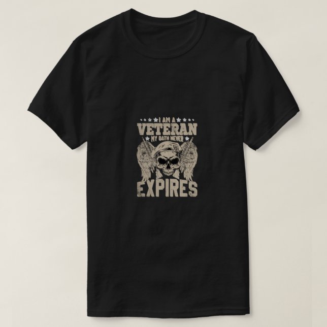 Jag är veteran min ed upphör aldrig att gälla t shirt (Design framsida)