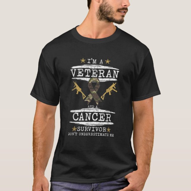 Jag är veteran och en cancerövervakare veteran t shirt (Framsida)