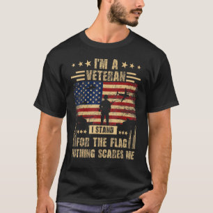 Jag är veteran och står för Flagga inget Skrämmer T Shirt