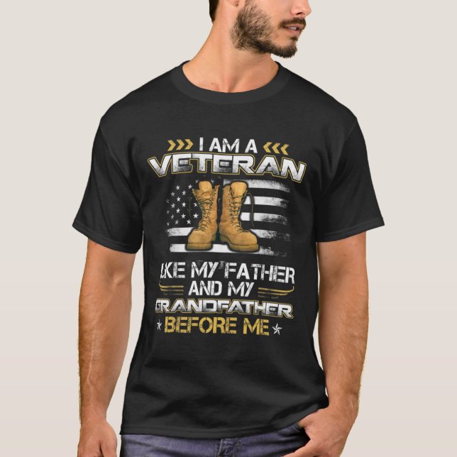 Jag är veteran som Far och farfar B T Shirt (Framsida)