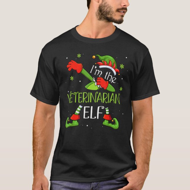 Jag är veterinär Elf Dabbing Jultomten Julafton T Shirt (Framsida)