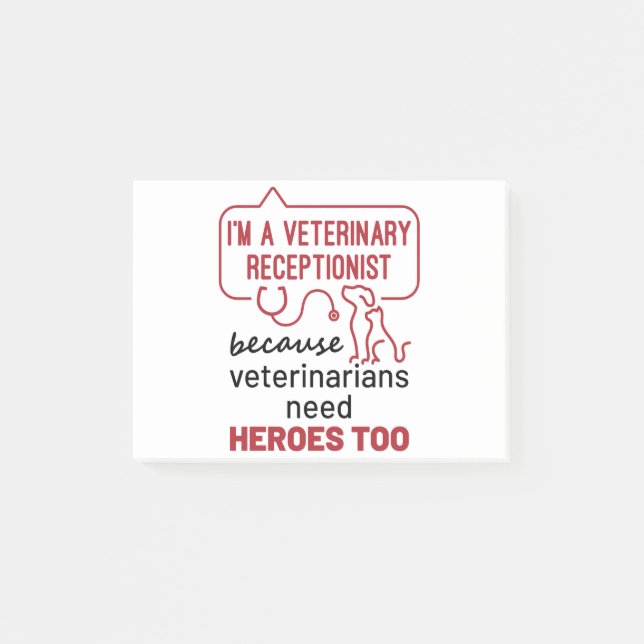 Jag är veterinär receptionist för Heroes Quote Post-it Block (Framsida)