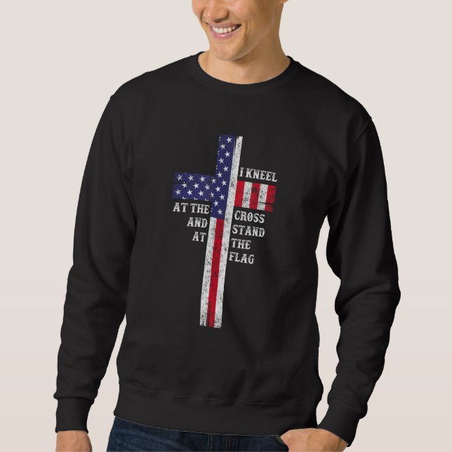 Jag är vid Kor och står vid Flagga Wom Lång Ärmad Tröja (Framsida)