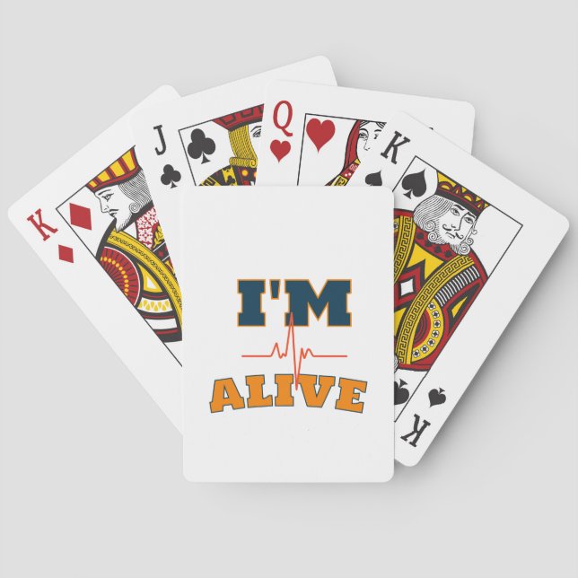 Jag är vid liv Roligt citat handväskor Casinokort (Baksidan)