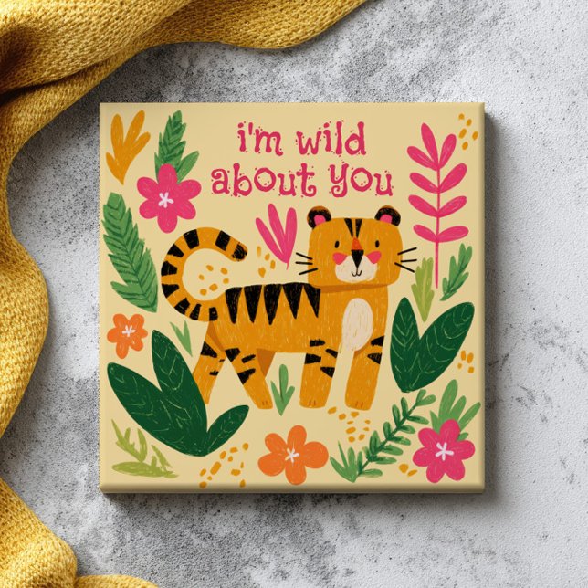 Jag är vild efter dig Söt Tiger Alla hjärtans dag  Kakelplatta (Skapare uppladdad)