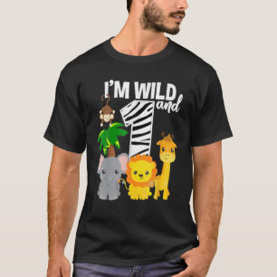 Jag är Vild och 1 Zoo Theme Birthday Safari Jungl T Shirt