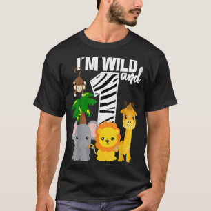 Jag är Vild och 1 Zoo Theme Birthday Safari Jungle T Shirt