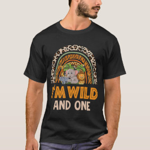 Jag är Vild och ett djurtema Bday Safari Jungle Ma T Shirt