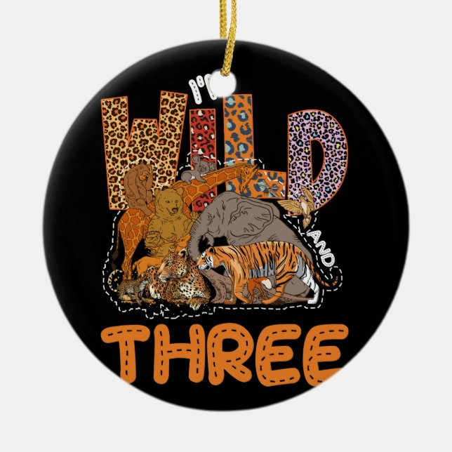 Jag är Vild och tre vilda djur Safari Jungle Z Julgransprydnad Keramik (Framsidan)