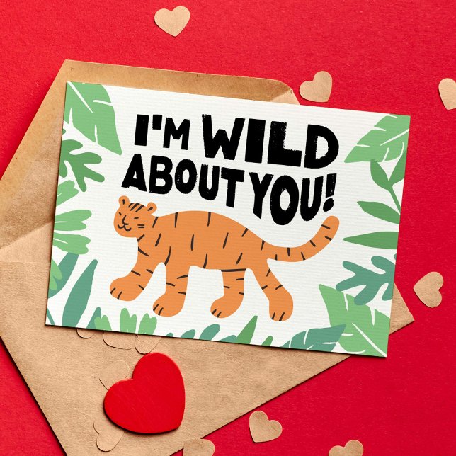Jag är Vild om dig Barn Classroom Valentine Kort (Wild About You - Valentines Day Classroom Card for Kids)