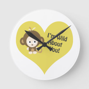 Jag är Vild om dig Monkey Rund Klocka