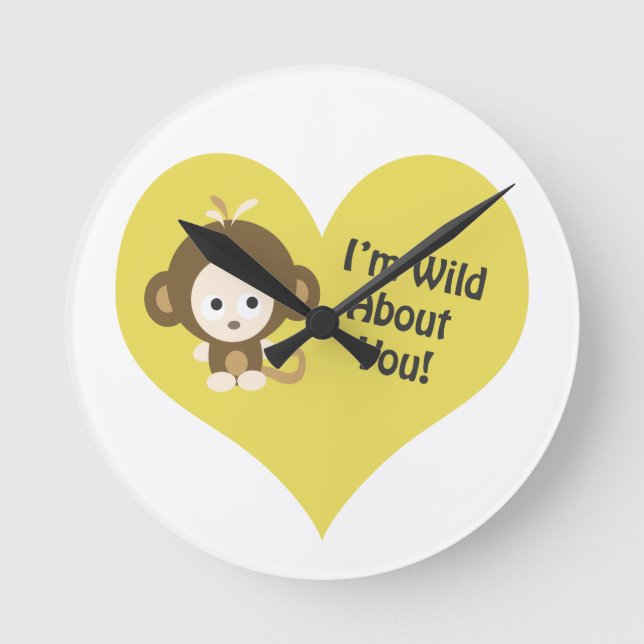 Jag är Vild om dig Monkey Rund Klocka (Framsida)