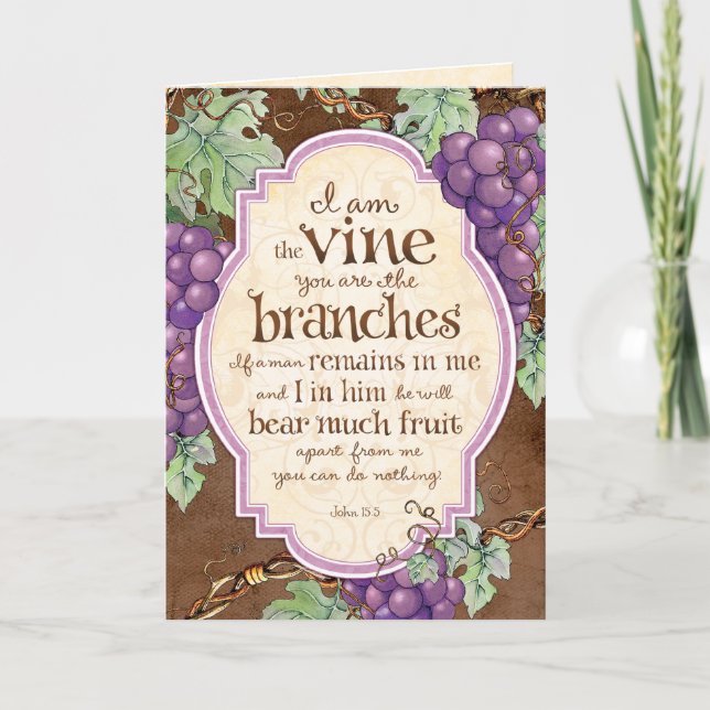 Jag är Vine Scripture Blating Greeting Card Kort (Framsida)